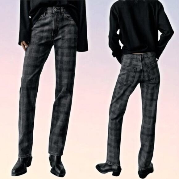 NWT ZARA New Straight Fit Printed Mid-Rise Jean Sz 0 - Picture 1 of 11